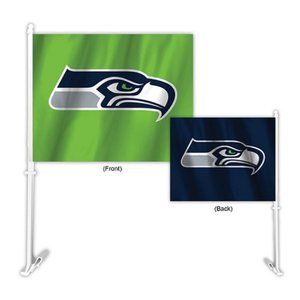 🏈🆕 SEATTLE SEAHAWKS DOUBLE SIDED CAR FLAG - HOME-AWAY DESIGN - NFL - MEN